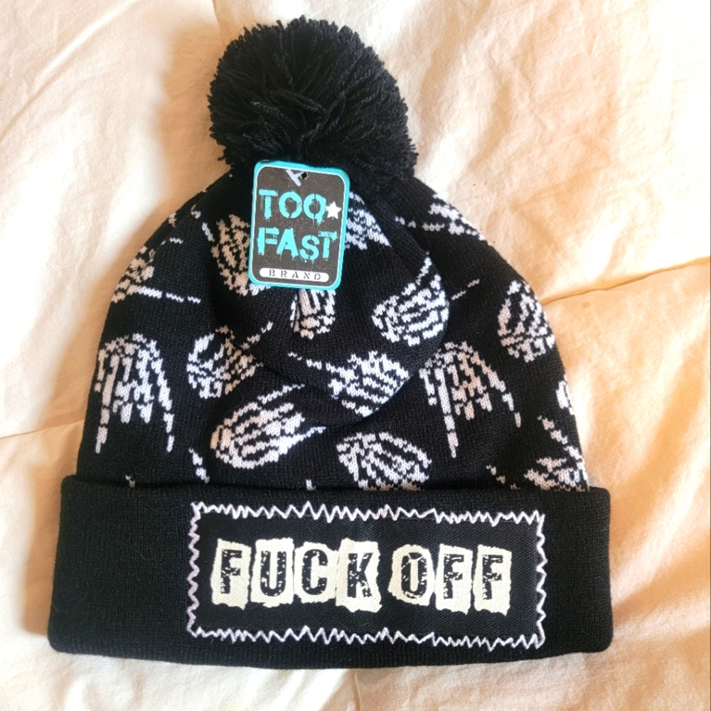 Too Fast beanie F**k off